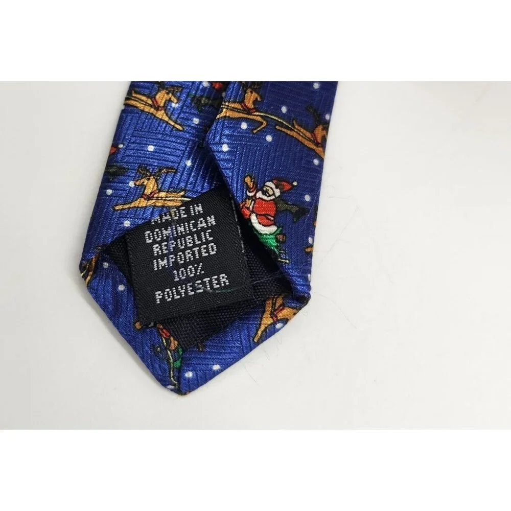 Jingle Bells Holiday Christmas Santa Reindeer Men's Tie Necktie 3